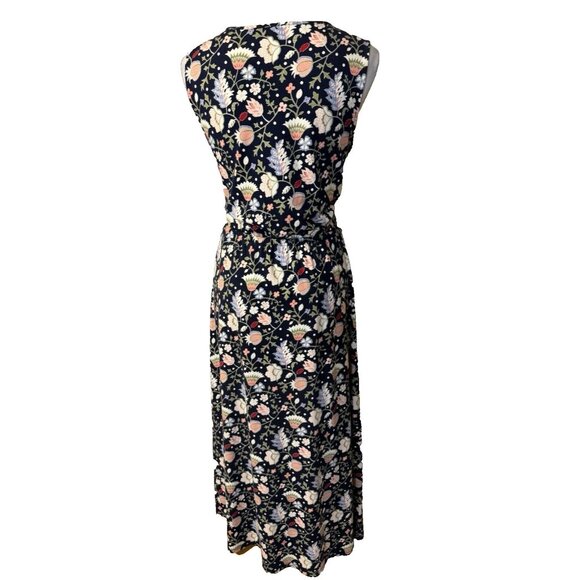 Talbots Maxi Dress L Large Paisley Sleeveless Blue Pink Stretch Washable NEW - Picture 6 of 12